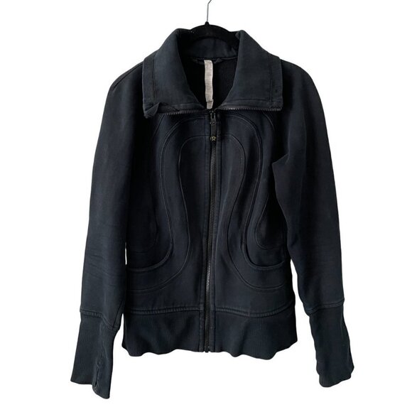 Lululemon Thumbhole Full Zip Sweater Jacket Black Womens 6 - Picture 1 of 7